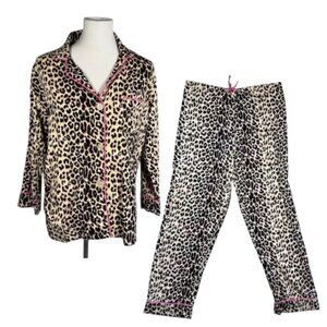 Bedhead y2k Vintage Leopard Print Two Piece Pajama Set Small